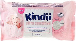 Духи, Парфюмерия, косметика Детские влажные салфетки, 60 шт. - Kindii Baby Sensitive Wipes