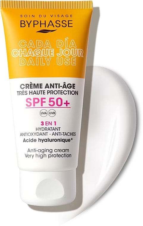 Антивозрастной крем для лица - Byphasse Daily Use 3-in-1 Anti-Aging Face Cream SPF50 — фото N1