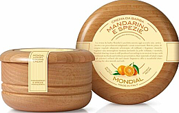 Крем для гоління "Mandarino e Spezie" - Mondial Shaving Cream Wooden Bowl — фото N1