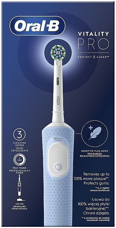 Электрическая зубная щетка, голубая - Oral-B Vitality Pro Protect X Clean Blue — фото N2