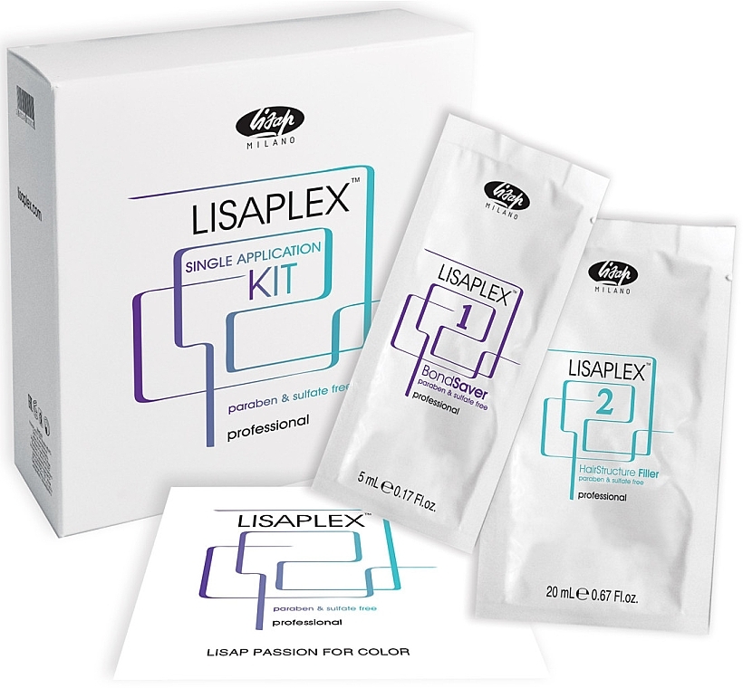 Професійний одноразовий набір для відновлення волосся - Lisap Lisaplex Intro Kit (h/fluid/5ml + h/filler/20ml) — фото N1