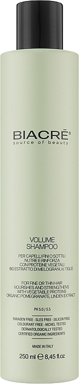 Протеїновий шампунь для надання об'єму волоссю - Biacre Volume Shampoo — фото N1