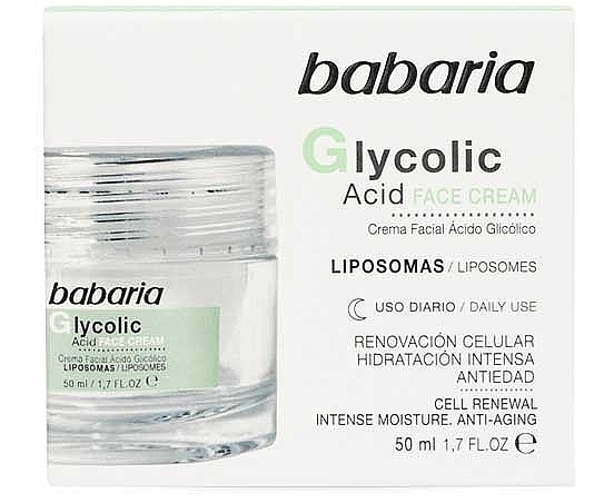 Оновлювальний крем для обличчя з гліколевою кислотою - Babaria Glycolic Acid Renewing Face Cream — фото N1