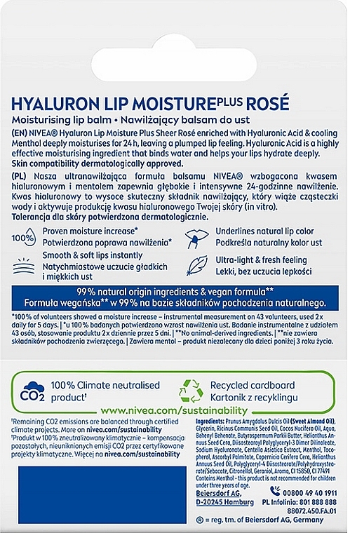 Бальзам для губ - NIVEA Hyaluron Moisture Sheer Rose — фото N2