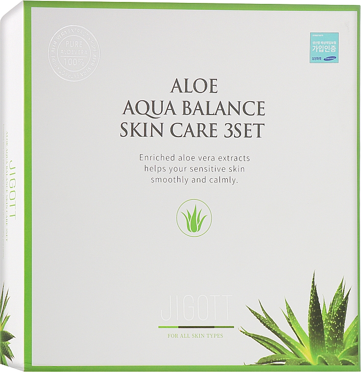 Набор увлажняющей косметики для лица с алоэ, 5 продуктов - Jigott Aloe Aqua Balance Skin Care 3 Set