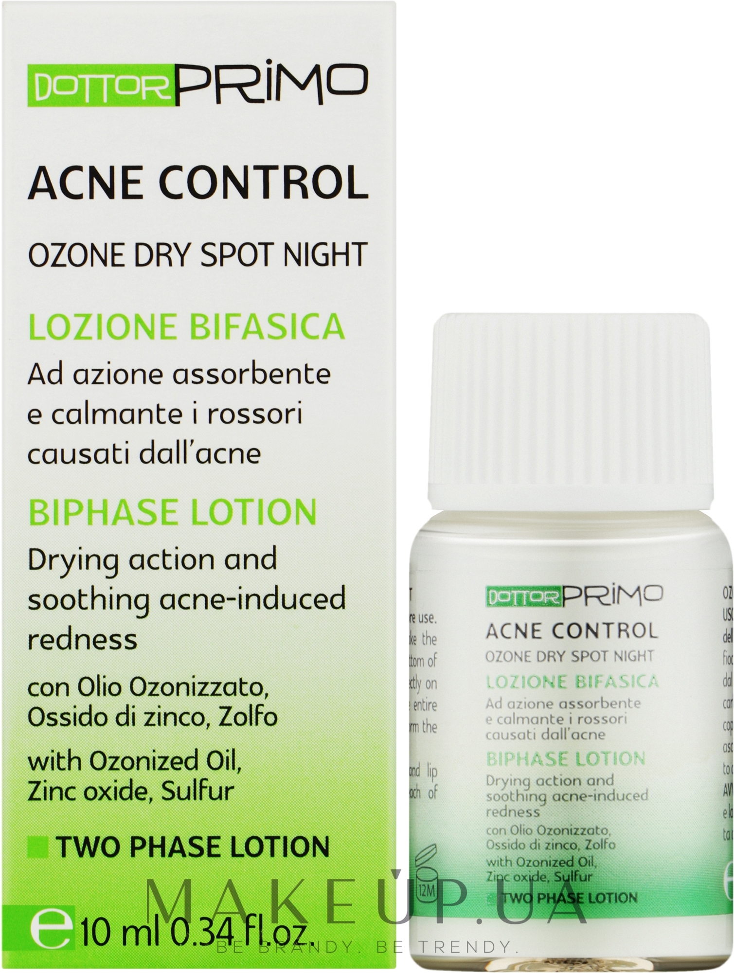 Двофазний лікувальний концентрат для локальних запалень - Dottor Primo Acne Control Ozone Dry Spot Night — фото 10ml