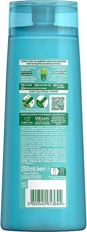 Очищувальний шампунь проти лупи для волосся, схильного до жирності - Garnier Fructis Shampoo Anti-dandruff — фото N2