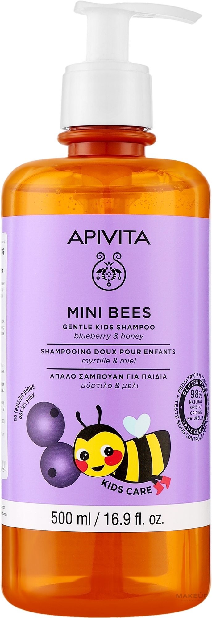 Ніжний шампунь із чорницею - Apivita Mini Bees Gentle Kids Shampoo — фото 500ml