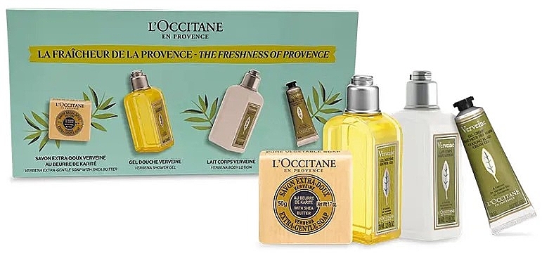 Набір - L'Occitane En Provence Verbena Set (sh/gel/70ml + b/milk/70ml + h/cr/30ml + soap/50g) — фото N1