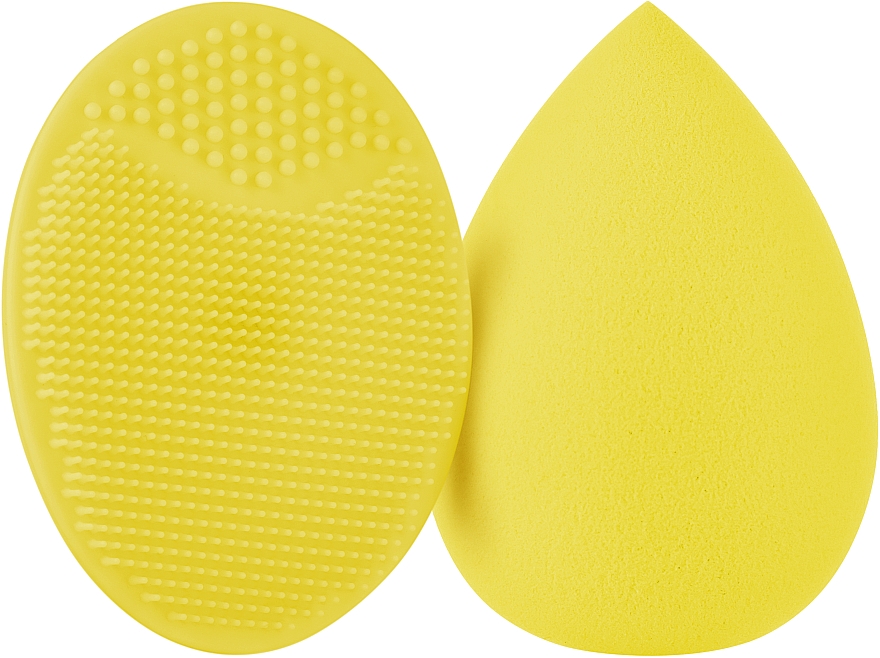 Набор спонжей для макияжа и умывания, 2 в 1, PF-52, желтый + желтый - Puffic Fashion — фото N1