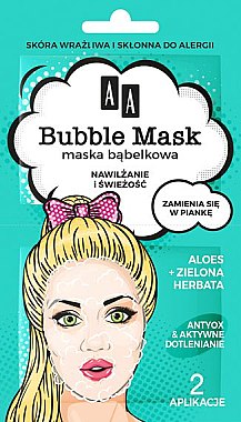 Бульбашкова маска для обличчя "Зволоження та свіжість" - AA Cosmetics Bubble Mask Face Mask