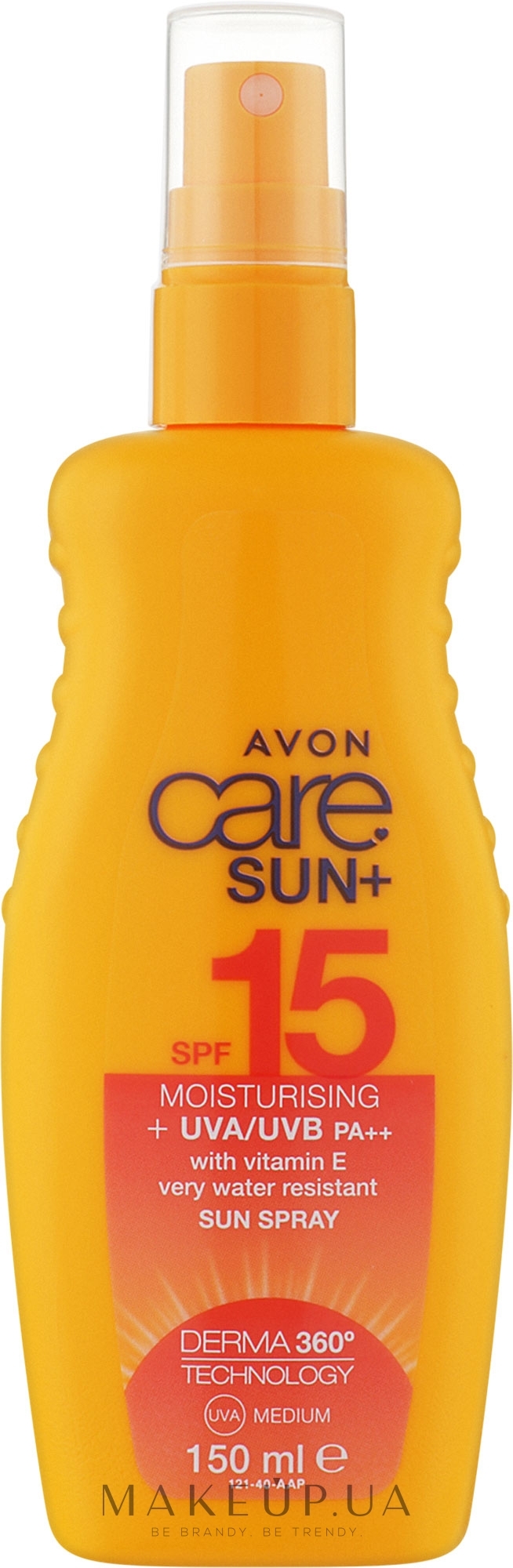 Сонцезахисний зволожуючий лосьйон-спрей для тіла SPF 15 - Avon — фото 150ml