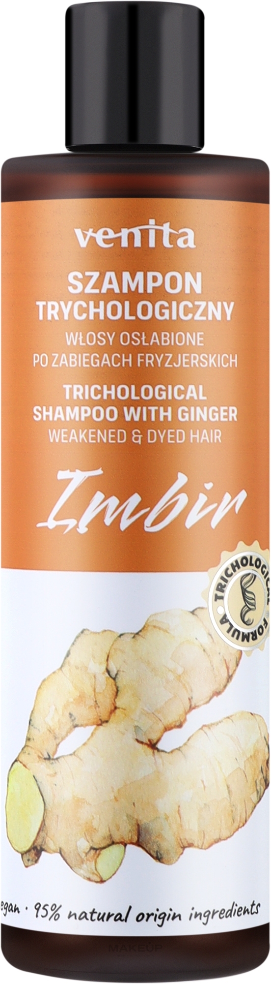 Трихологический шампунь для ослабленных волос после салонных процедур - Venita Shampoo With Ginger — фото 300ml