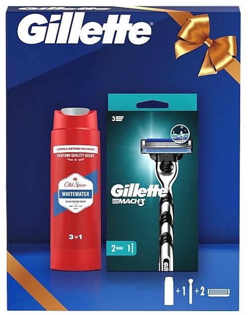 Набір - Gillette Mach3 + Old Spice (razor/1pc + sh/gel/250ml + cassette/2pcs) — фото N1