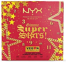 Духи, Парфюмерия, косметика Набор "Адвент-календарь 2022", 12 продуктов - NYX Professional Makeup Gimme Super Stars! 12 Day Vegan Iconic Advent Countdown Calendar