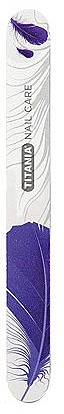 Пилка для ногтей "Перо", 17,8 см, двухсторонняя 180/220 грит, 1221 B, фиолетовая - Titania — фото N1