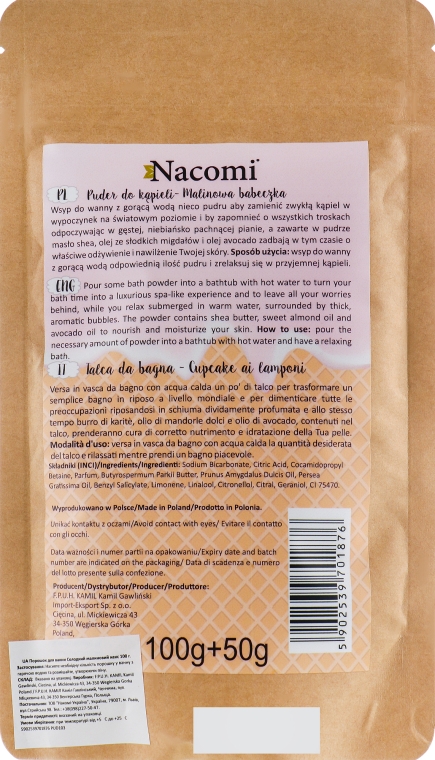 Пудра для ванны "Сладкий малиновый кекс" - Nacomi Bath Powder — фото N2