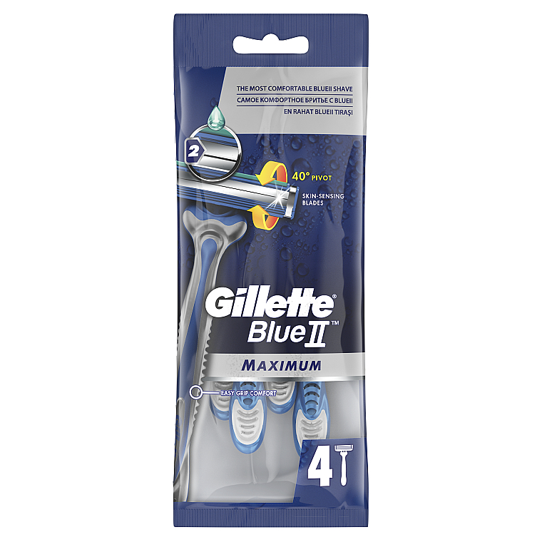 Набор одноразовых станков для бритья, 4шт - Gillette Blue II Maximum — фото N2