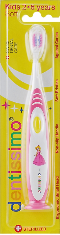 Детская зубная щетка (от 2 до 6 лет), розовая - Dentissimo Kids — фото N2