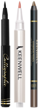 Духи, Парфюмерия, косметика Набор (eyeliner/2g + ser/2,5g + eyebrow pencil/1,5g) - Keenwell Pack Calligraphic & Serum Gloss & Eyebrow Pencil