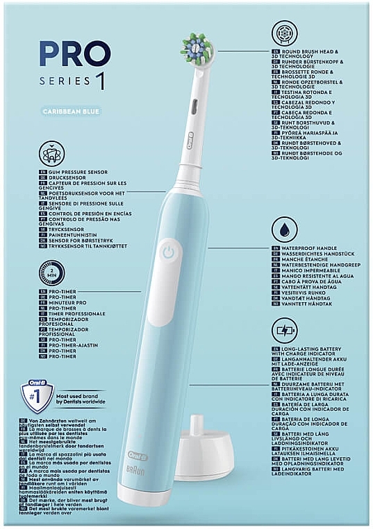 Електрична зубна щітка, з футляром, блакитна - Oral-B Pro Series 1 Carribean Blue + Case — фото N3
