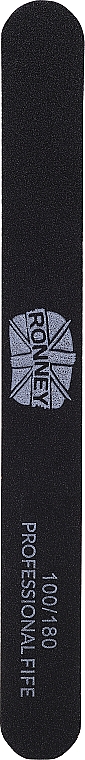 Пилочка для ногтей, 100/180, черная, прямая - Ronney Professional — фото N1