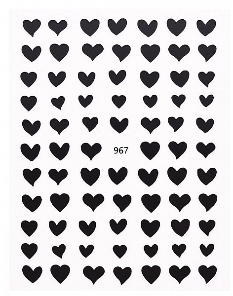 Наклейки для нігтів самоклейкі, чорні серця - Deni Carte — фото N1