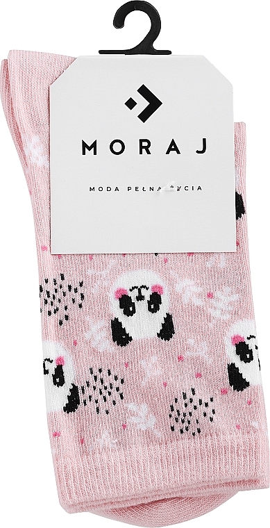 Женские длинные носки "панда", розовые с пандами - Moraj — фото N1