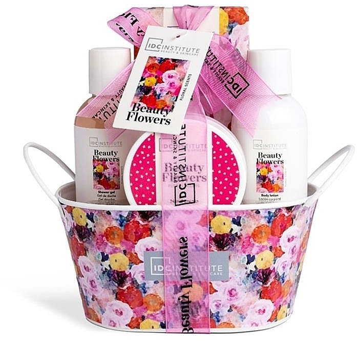 Набір, 5 продуктів - IDC Institute Beauty Flowers Tin Basket Set — фото N1