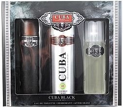 Cuba Black - Набор (edt/100 ml + deo/200 ml + ash/lot/100 ml) — фото N1