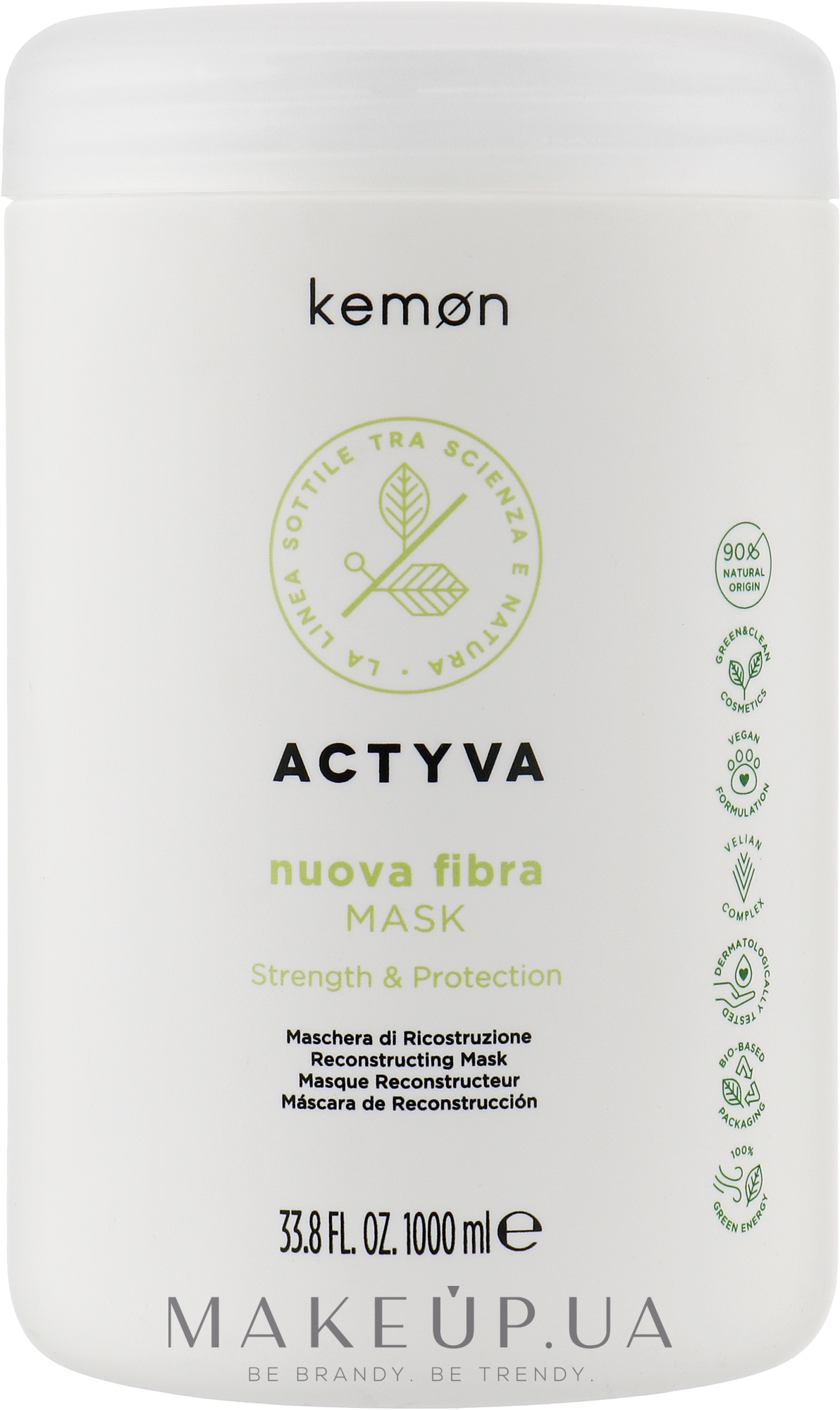 Маска для ослабленных и поврежденных волос - Kemon Actyva Nuova Fibra Mask — фото 1000ml