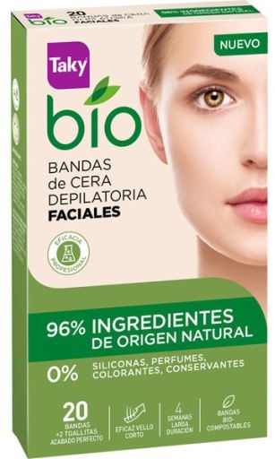Воскові смужки для депіляції обличчя - Taky Bio Natural 0% Face Wax Strips — фото N1