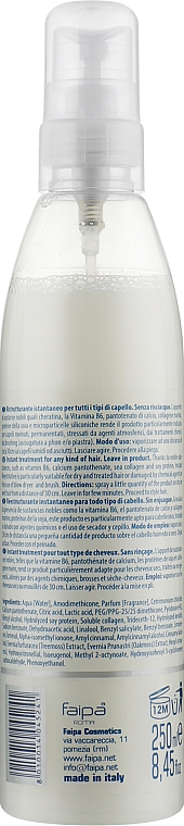 Несмываемый спрей-кондиционер для волос - Faipa Roma Three Colore Instant Restitutive Spray — фото N2