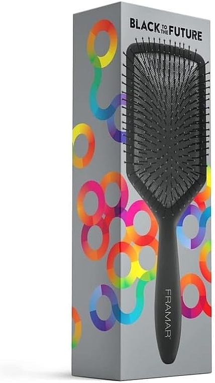 Щітка для розплутування волосся, чорна - Framar Paddle Detangling Brush Black To The Future — фото N3