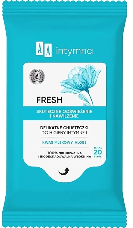 Освежающие салфетки для интимной гигиены, 20 шт. - AA Intimate Fresh Hygiene Wipes — фото N1