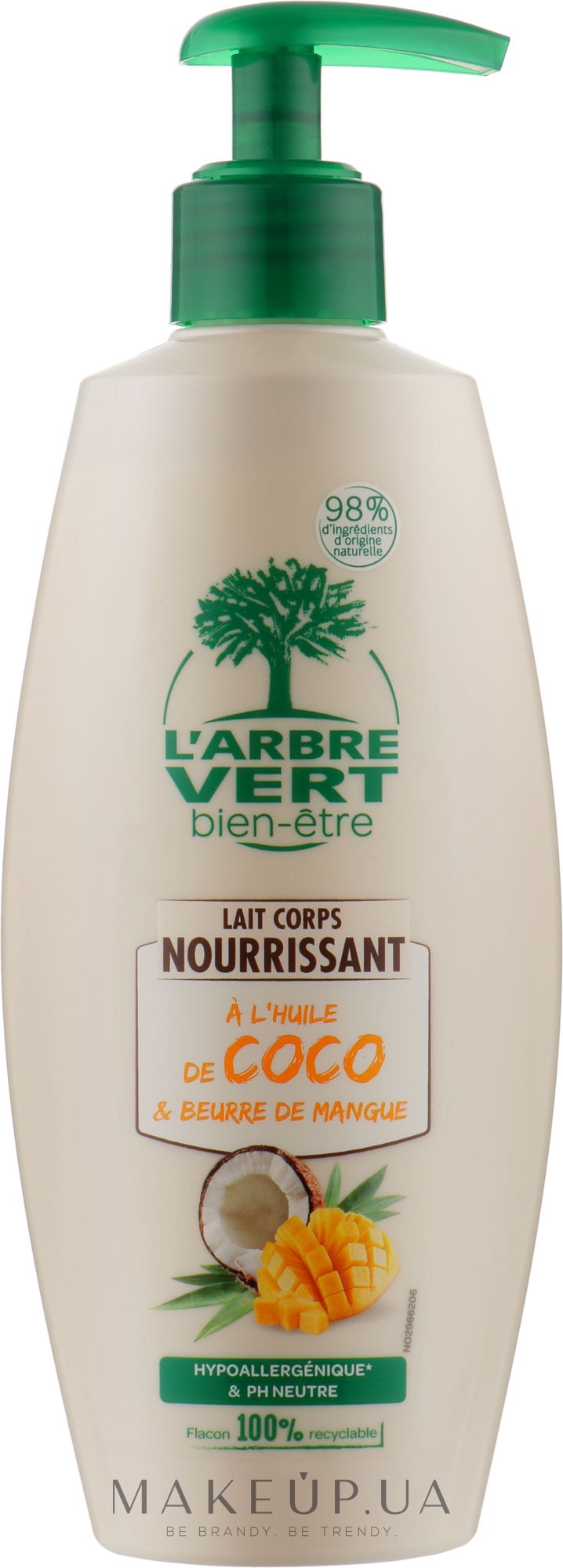 Питательное молочко для тела с кокосовым маслом - L'Arbre Vert Body Milk With Coconut Oil — фото 250ml