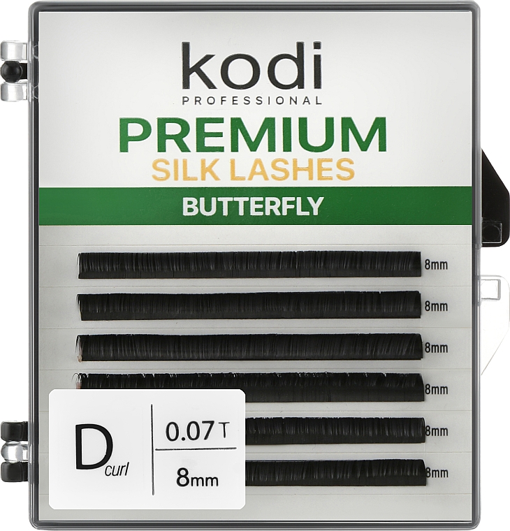 Накладные ресницы Butterfly Green D 0.07 (6 рядов: 8 мм) - Kodi Professional — фото N1
