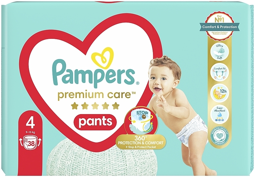 Підгузки-трусики Premium Care Pants Maxi 4 (9-15 кг), 38 шт - Pampers — фото N2