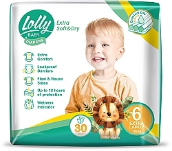 Парфумерія, косметика Підгузкии Extra Soft & Dry Extra Large 6 (16 + кг), 30 шт. - Lolly