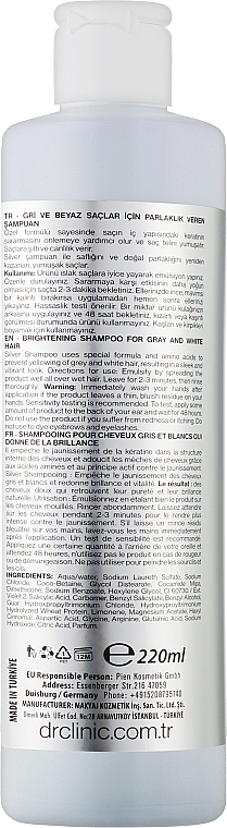 Нейтралізувальний шампунь для сивого й світлого волосся - Dr. Clinic Silver Shampoo — фото N3