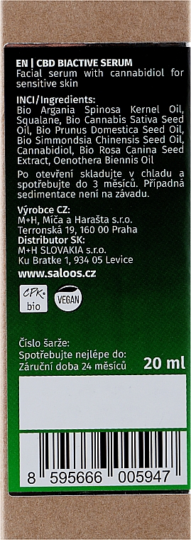 Біоактивна сироватка для обличчя CBD - Saloos CBD Bioaktivní Sérum — фото N3