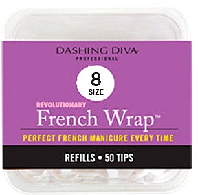 ПОДАРУНОК! Тіпси вузькі "Френч Смайл" - Dashing Diva French Wrap White 50 Tips (Size-8) — фото N1