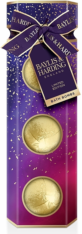 Набор - Baylis & Harding Midnight Fig & Pomegranate Luxury Bath Bomb Trio Gift Set (bath/bomb/3x100g) — фото N1