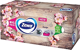 Салфетки косметические трехслойные, без запаха, 150 шт., коричневая с цветами упаковка - Zewa Deluxe Design — фото N1