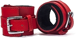 Парфумерія, косметика Наручники, червоні з чорним - Devil Sticks Hand Cuffs Grain Leather Red/Black