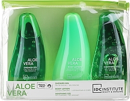 Парфумерія, косметика Набір для тіла для подорожі - IDC Institute Aloe Vera Travel Pack (sh gel/80 ml + b/lot/80ml + sooth gel/80 ml)