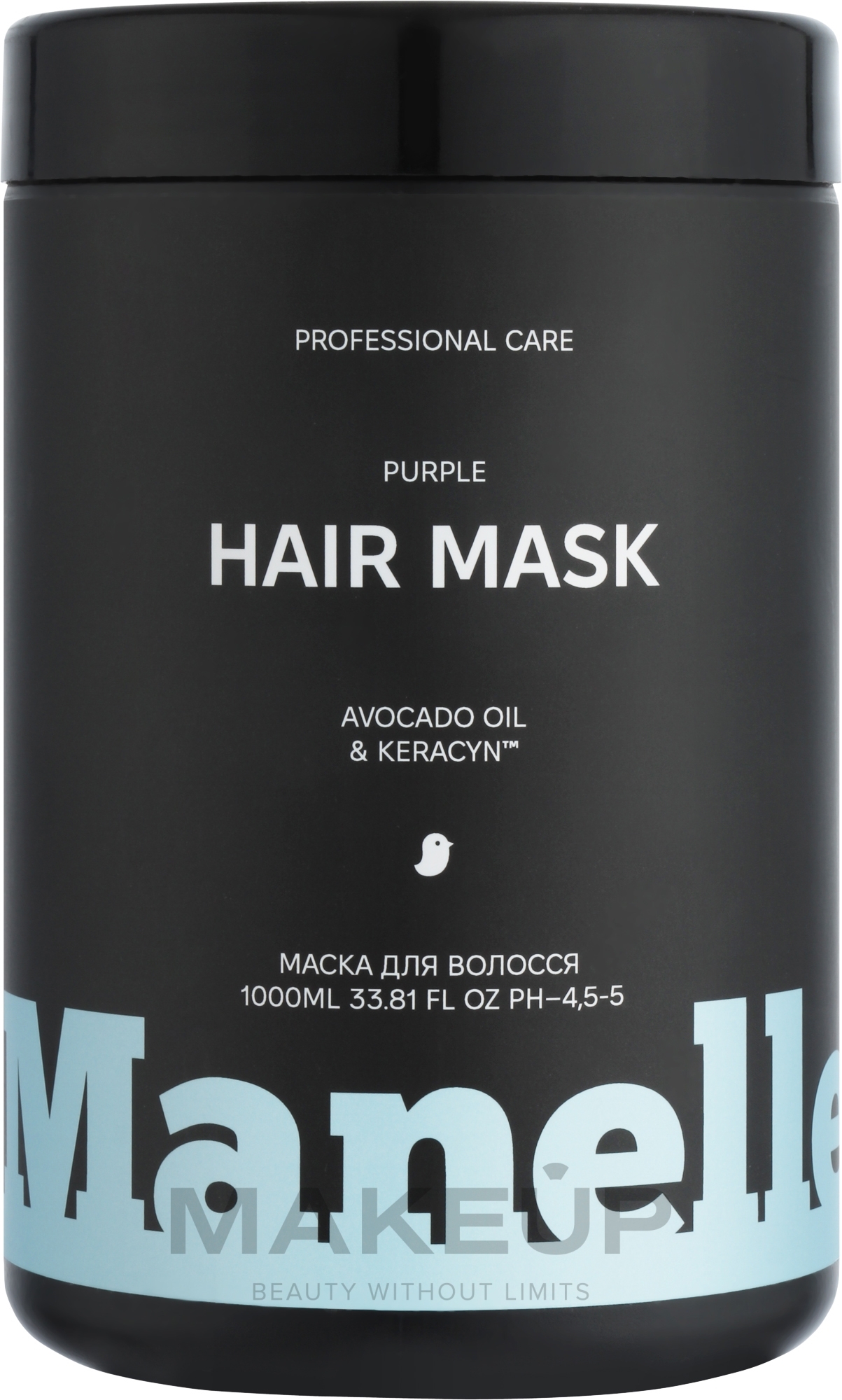 Тонирующая маска для нейтрализации желтизны светлых волос - Manelle Professional Care Avocado Oil & Keracyn Hair Mask — фото 1000ml