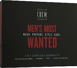 Духи, Парфюмерия, косметика Набор - American Crew Men's Most Wanted Strong Hold (shm/250ml + cr/50g + spray/100ml + balm/7.4ml)