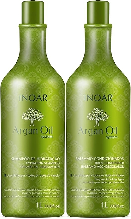 Набор - Inoar Argan Oil System Kit (shm/1000ml + conditioner/1000ml) — фото N1