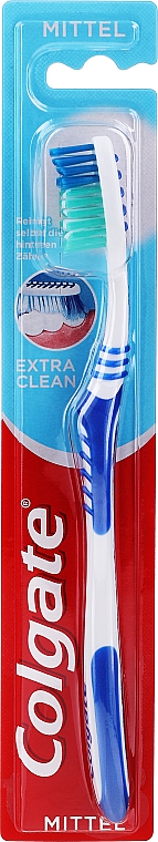 Зубная щетка средней жесткости "Extra Clean", синяя - Colgate Extra Clean Medium — фото N3